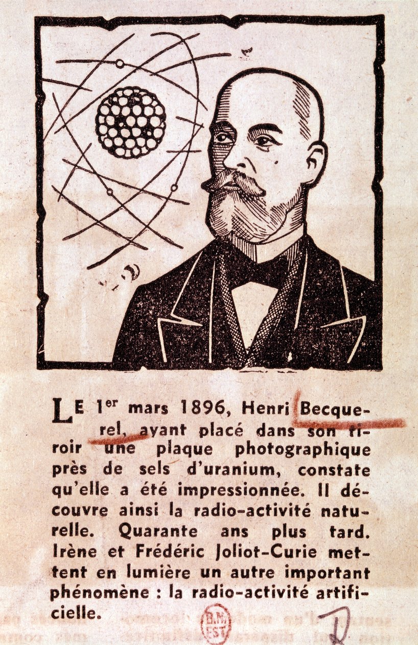 BECQUEREL Antoine Henri Ingénieur français, physicien, prix Nobel : Portrait (dessin) - Artist Unknown