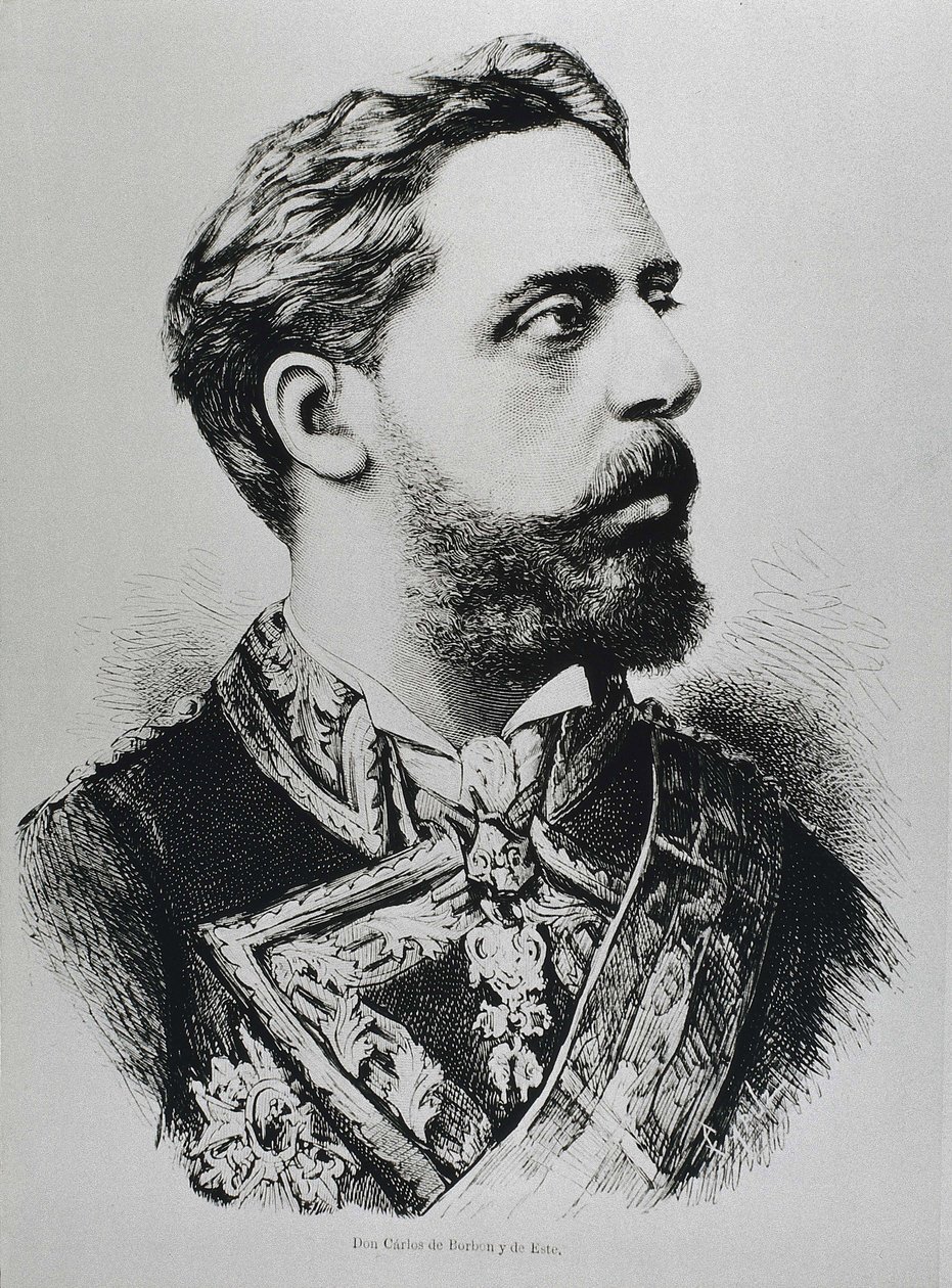 CARLOS VII, Carlos Maria de los Dolores de Borbon y Austria-Este (1848-1909). Prétendant carliste au trône d