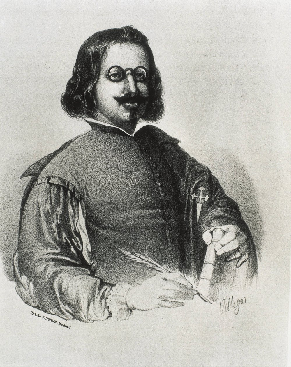 DONON, Julio (19e siècle). Francisco de Quevedo. Lithographie - Artist Unknown