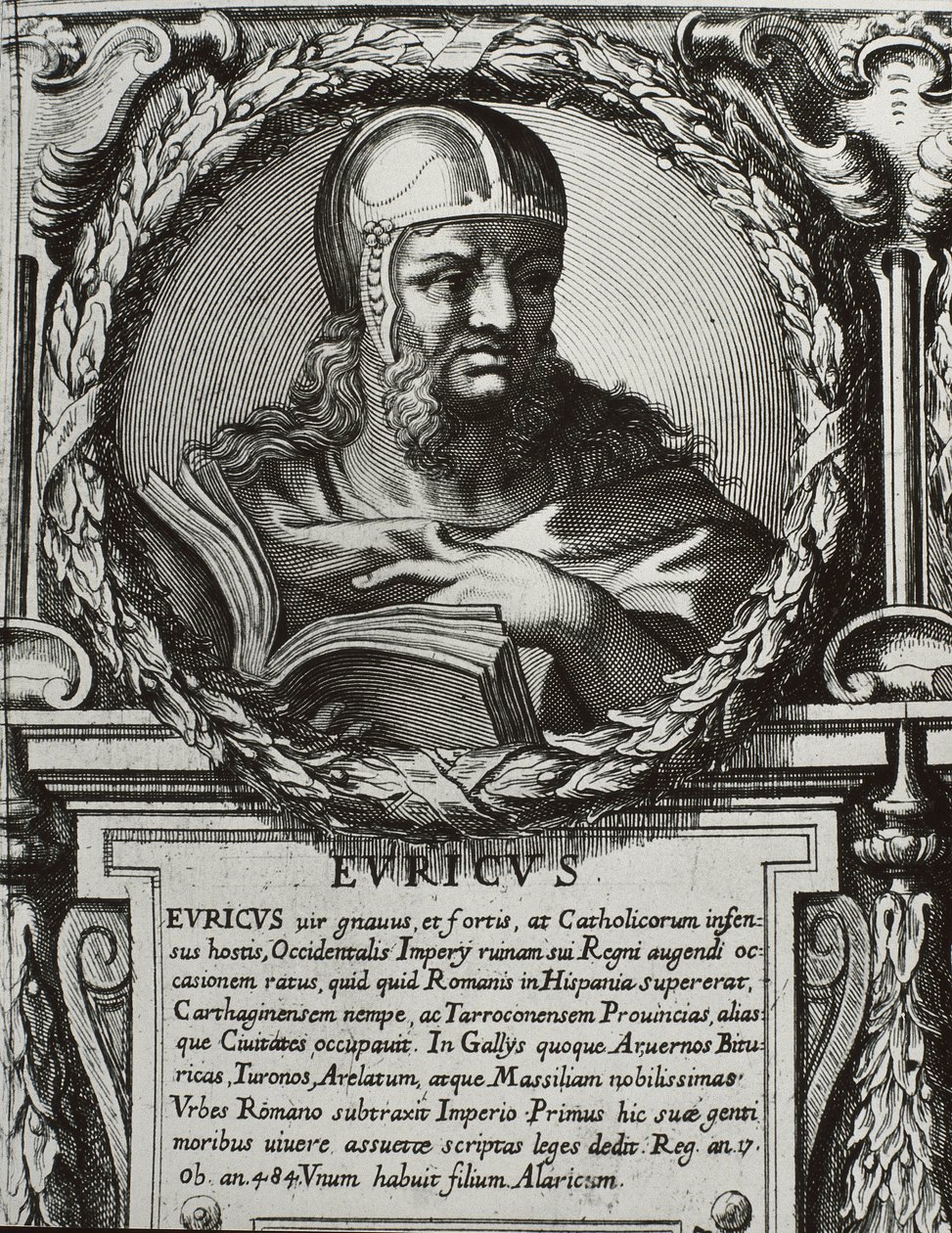 EURIC (420-484). Roi des Wisigoths (466-484). Gravure. - Artist Unknown