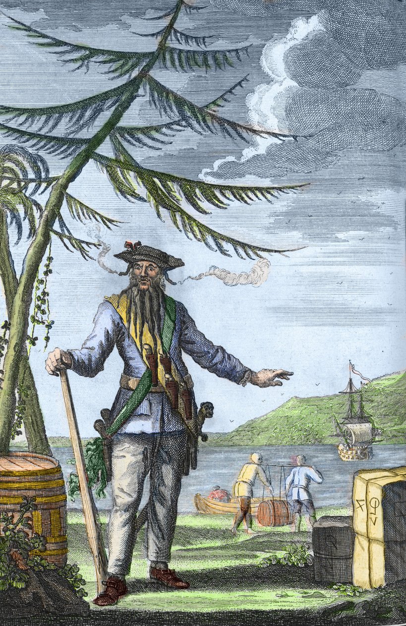 Edward "Barbe Noire" Teach (1680)  - 1718) - Capitaine Edward Teach (Thatch) dit Barbenoire (Barbe Noire ou Blackbeard ou Blackbeard - Artist Unknown