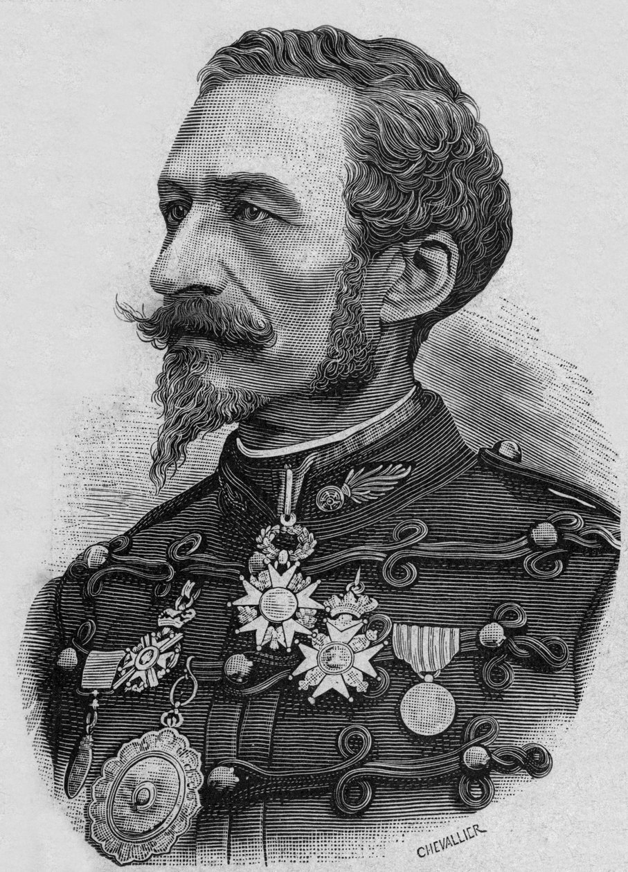 Colonel français Charles Ragon de Bange (1833-1914) inventeur en artillerie, gravure - Artist Unknown