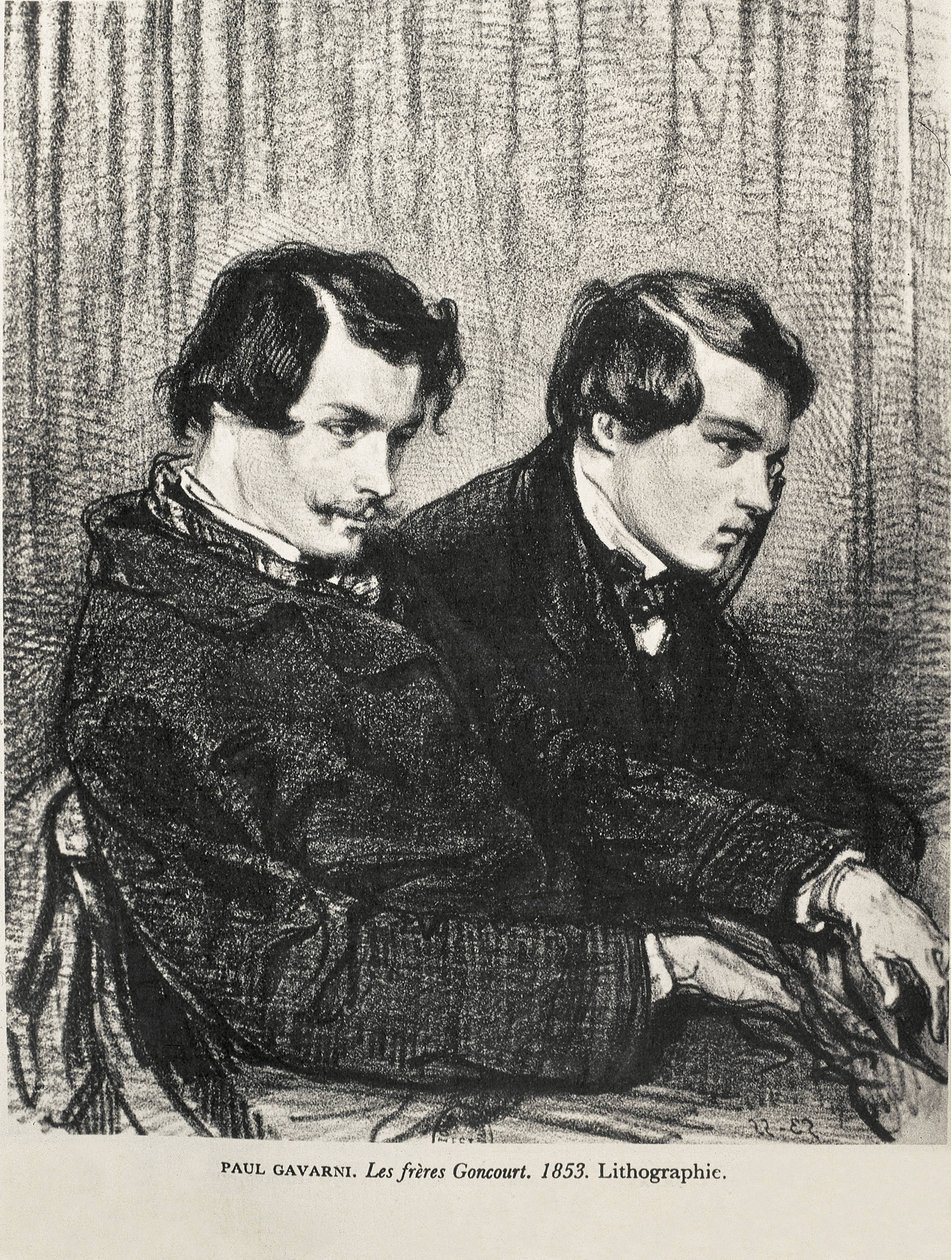 Gavarni, Hippolyte-Guillaume-Sulpice Chevalier, dit Paul (1804-1866). Edmond et Jules de Goncourt dans une loge au théâtre. 1853. GONCOURT, Edmond Huot de (1822-1896). Écrivain anglais.; GONCOURT, Jules Huot de (1830-1870). Écrivain anglais. Lithographie. - Artist Unknown