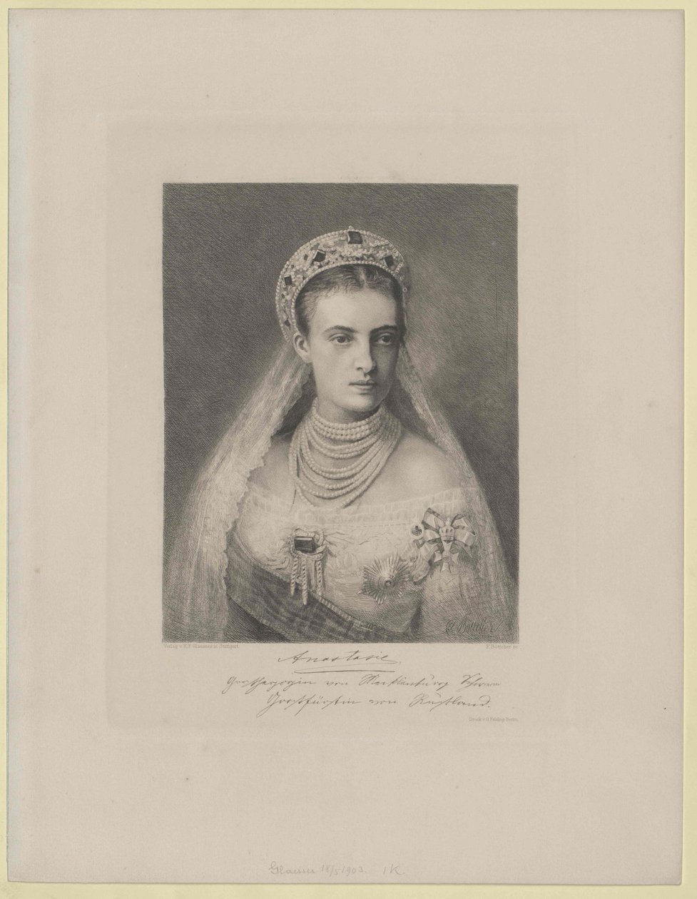 Grande duchesse de Russie Anastasia Mikhailovna - Artist Unknown