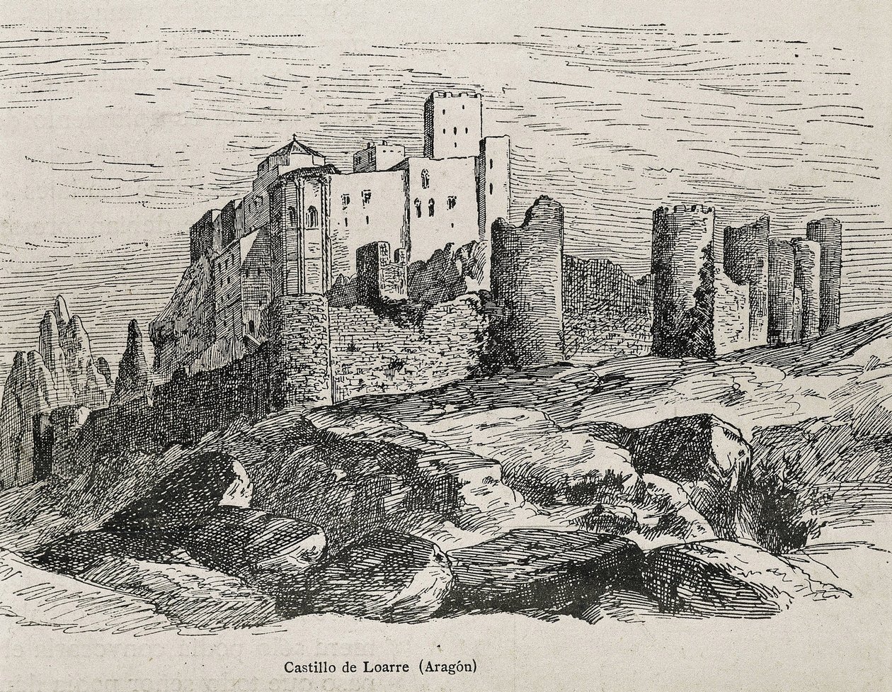 Loarre. Château roman. Gravure. ESPAGNE. ARAGON. Saragosse. Académie militaire générale - Artist Unknown