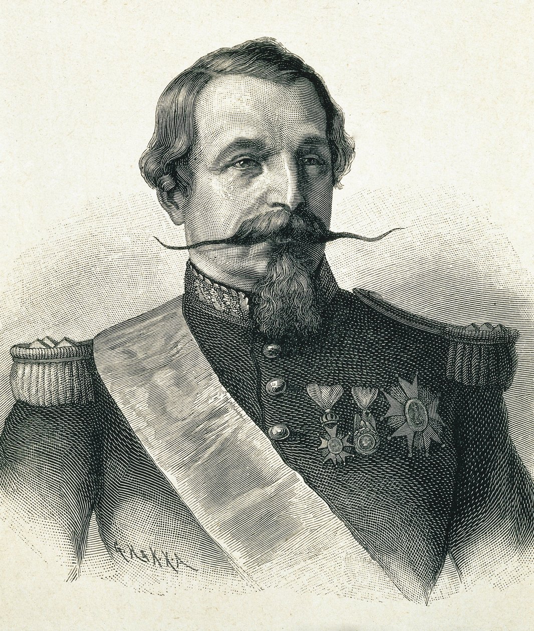 NAPOLÉON III, Charles-Louis Napoléon Bonaparte (1808-1873). Président de la 2e République (1848-1852) et empereur de France (1852-1870). Portrait de Napoléon III. Gravure. - Artist Unknown