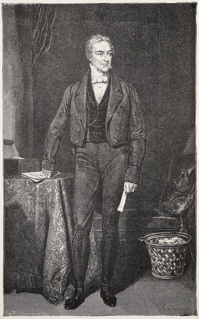 PEEL, Robert (1788-1850). Premier ministre du Royaume-Uni (1834-1835 et 1841-1846). Gravure pour Rafael Ward. Gravure. - Artist Unknown