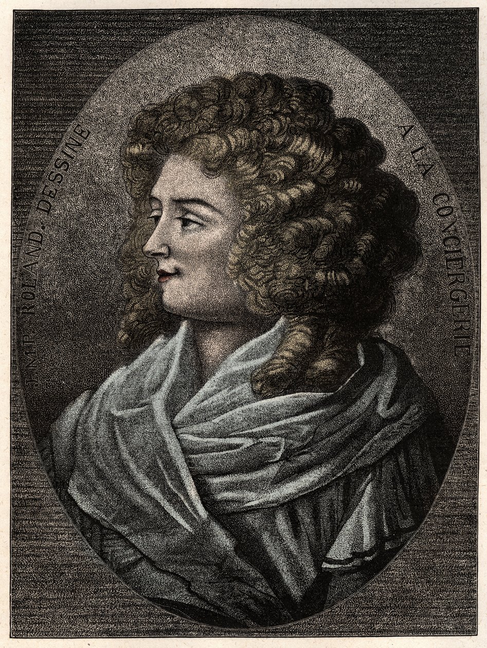 Portrait de Manon (Jeanne Marie) Roland Philipon dite Madame Roland (1754-1793) à la Conciergerie, membre de la faction Girondine pendant la Révolution française - Artist Unknown