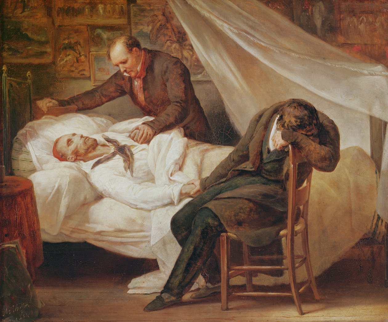 La mort de Théodore Géricault, avec ses amis le colonel Bro de Comeres et le peintre Pierre-Joseph Dedreux-Dorcy, 1824 - Ary Scheffer