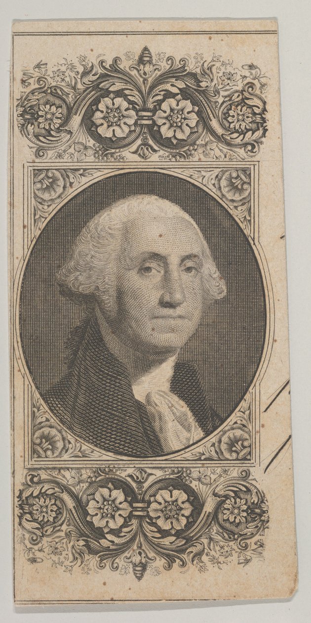Motif de billet de banque : Portrait de George Washington dans un panneau décoratif - Asher Brown Durand.