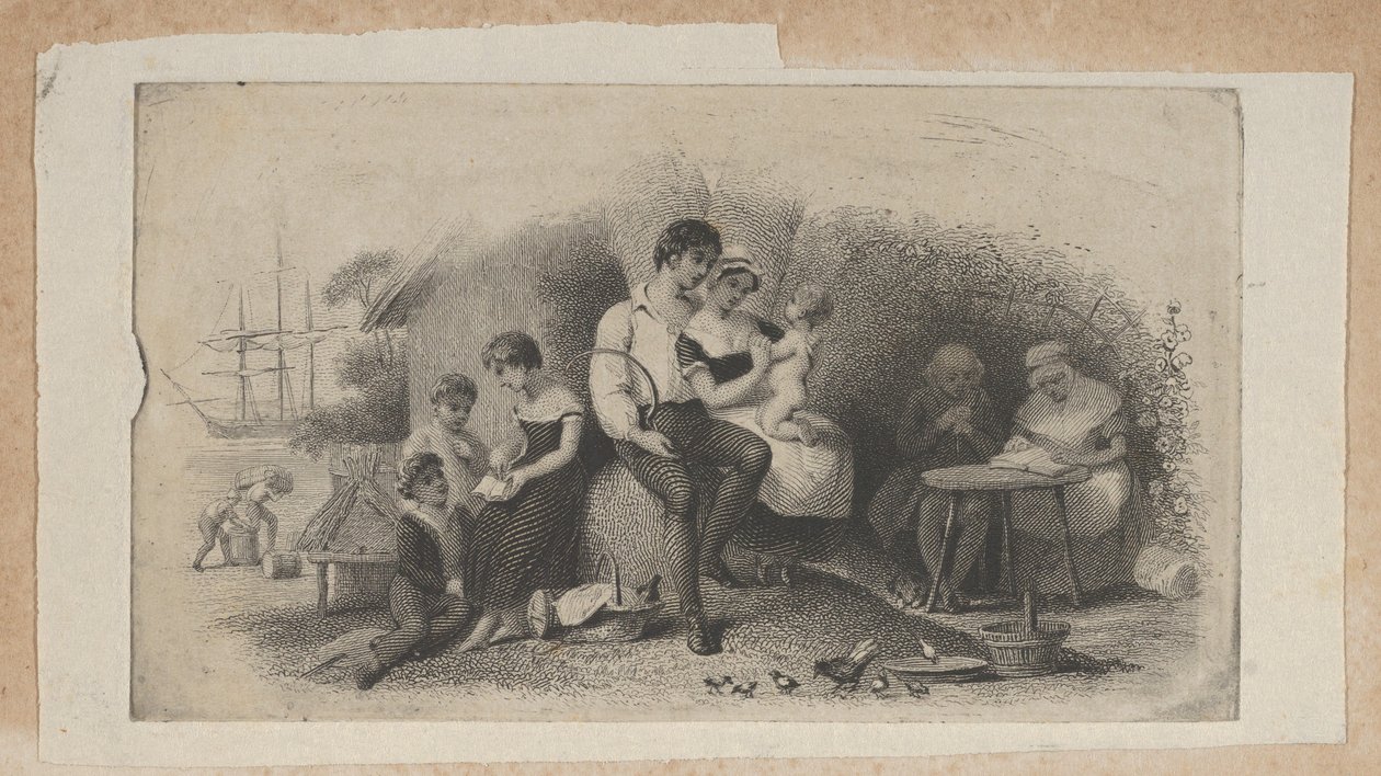 Vignette de billet de banque avec des figures de différents âges, représentant les étapes de la vie, vers 1824-37 - Asher Brown Durand.