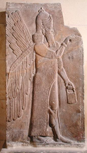 Relief représentant un génie ailé, du palais de Sargon II à Khorsabad, Irak - Assyrian