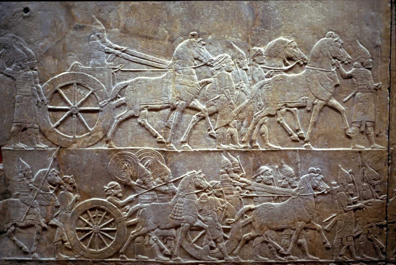 Assurbanipal à la bataille de Til-Tuba, 650-620 av. J.-C. - Assyrian