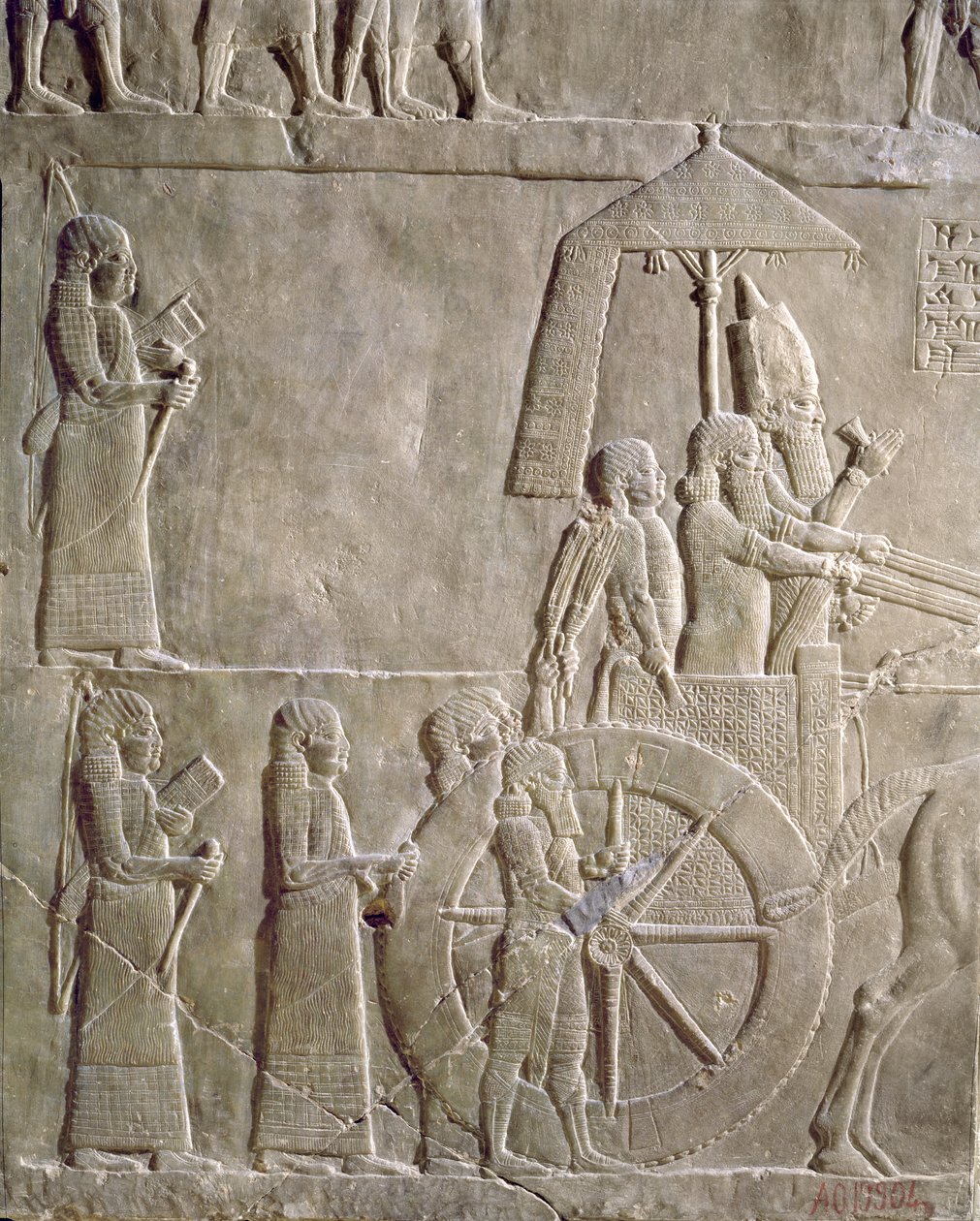 Relief représentant le char du roi Assurbanipal et des prisonniers élamites, épisodes de la campagne d