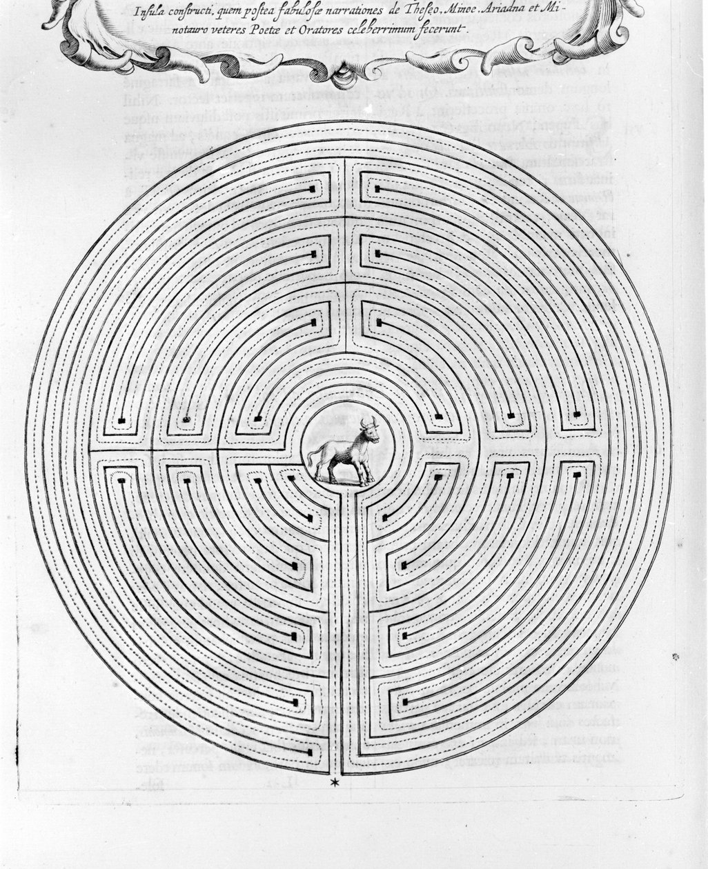 Le labyrinthe de Cnossos conçu par Dédale - Au centre se trouve le minotaure - « Turris Babel » par Athanase Kircher - Amsterdam - Athanasius Kircher