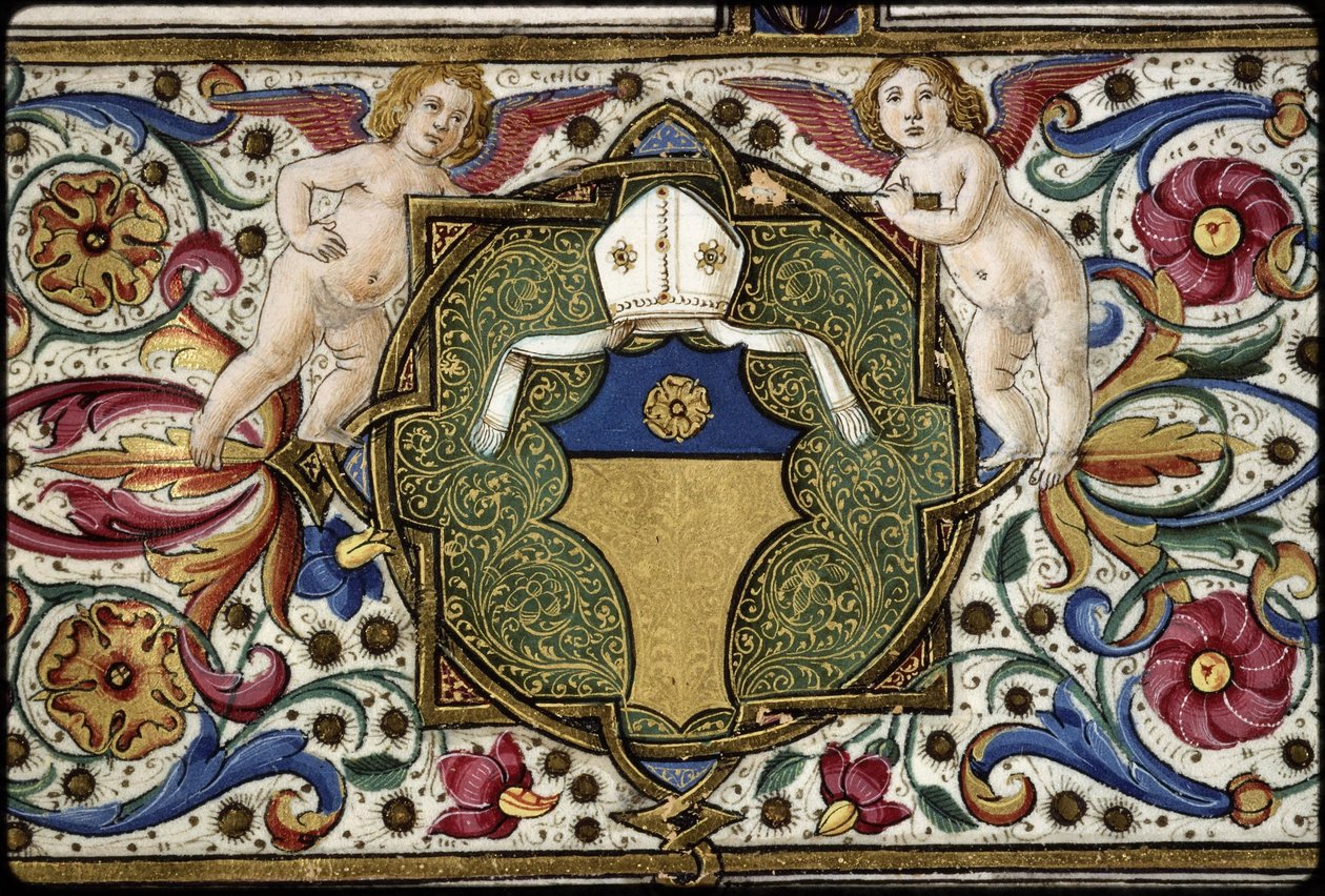 Missel de Thomas James : détail des armes du commanditaire, « D