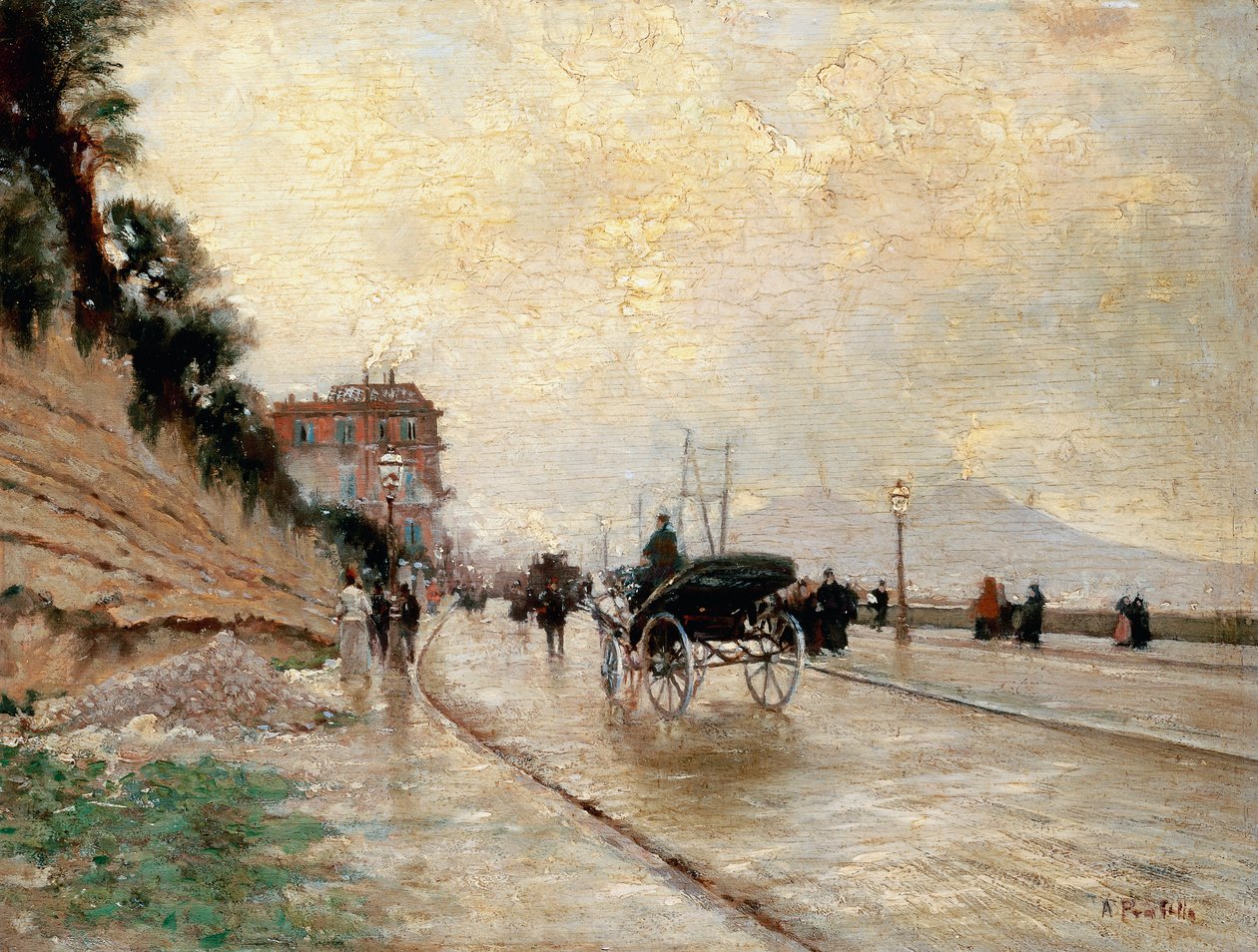 Carrosse sur la promenade à Naples - Attillo Pratella