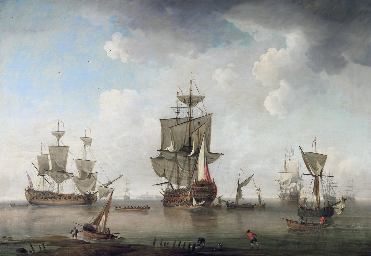 Hommes de guerre au port - attributed to Charles Brooking