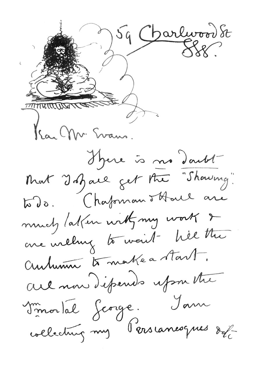 1ère page de la lettre autographe à Frederick Evans, vers 1893 - Aubrey Beardsley