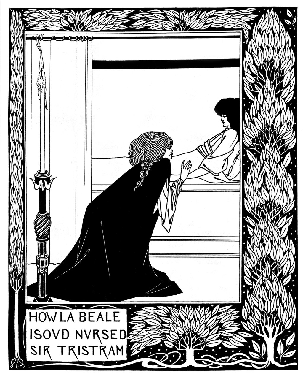 Comment La Beale Isoud soigna Sir Tristram. Illustration du livre Le Morte d