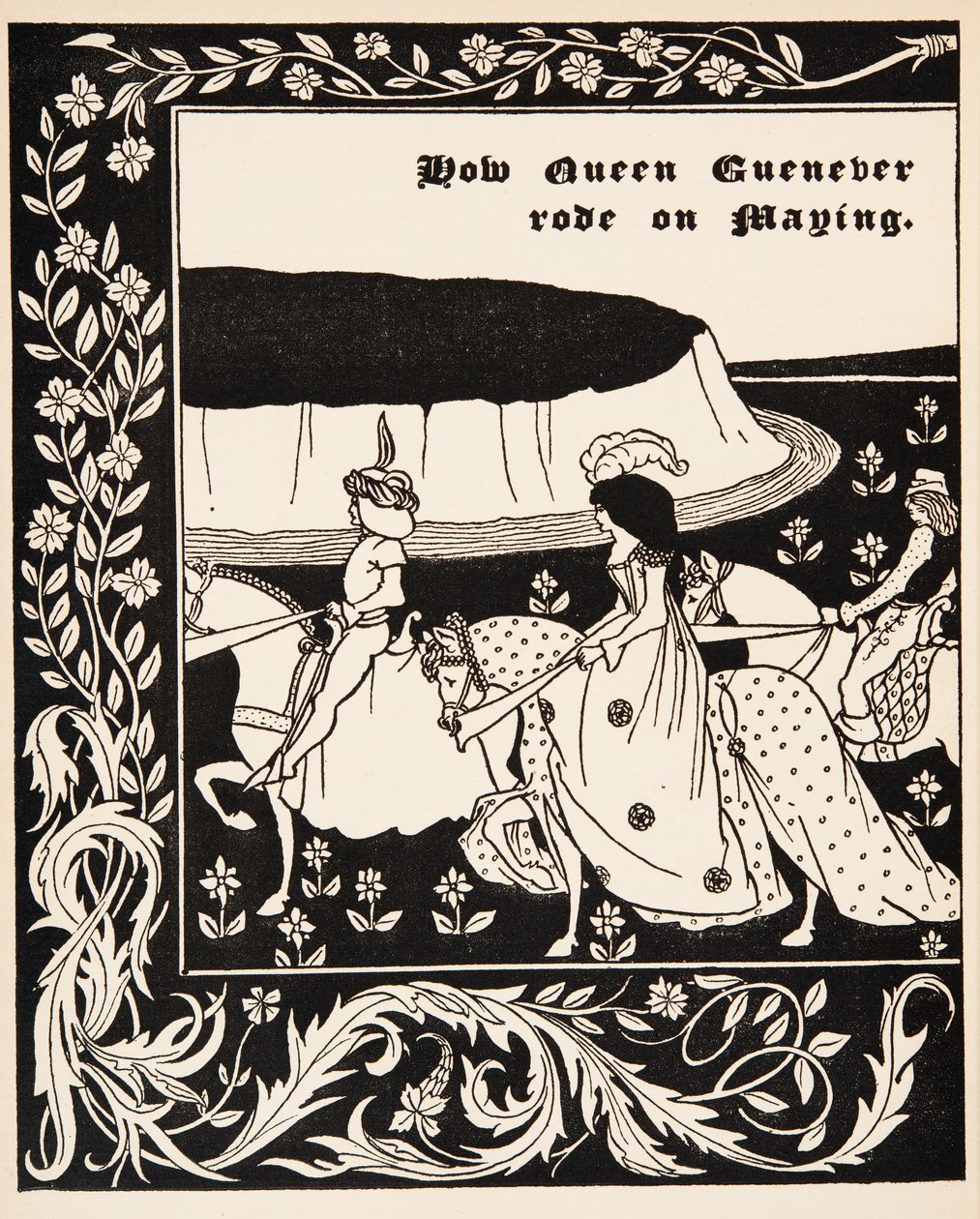 Comment la reine Guenièvre est montée sur Maying - Aubrey Beardsley