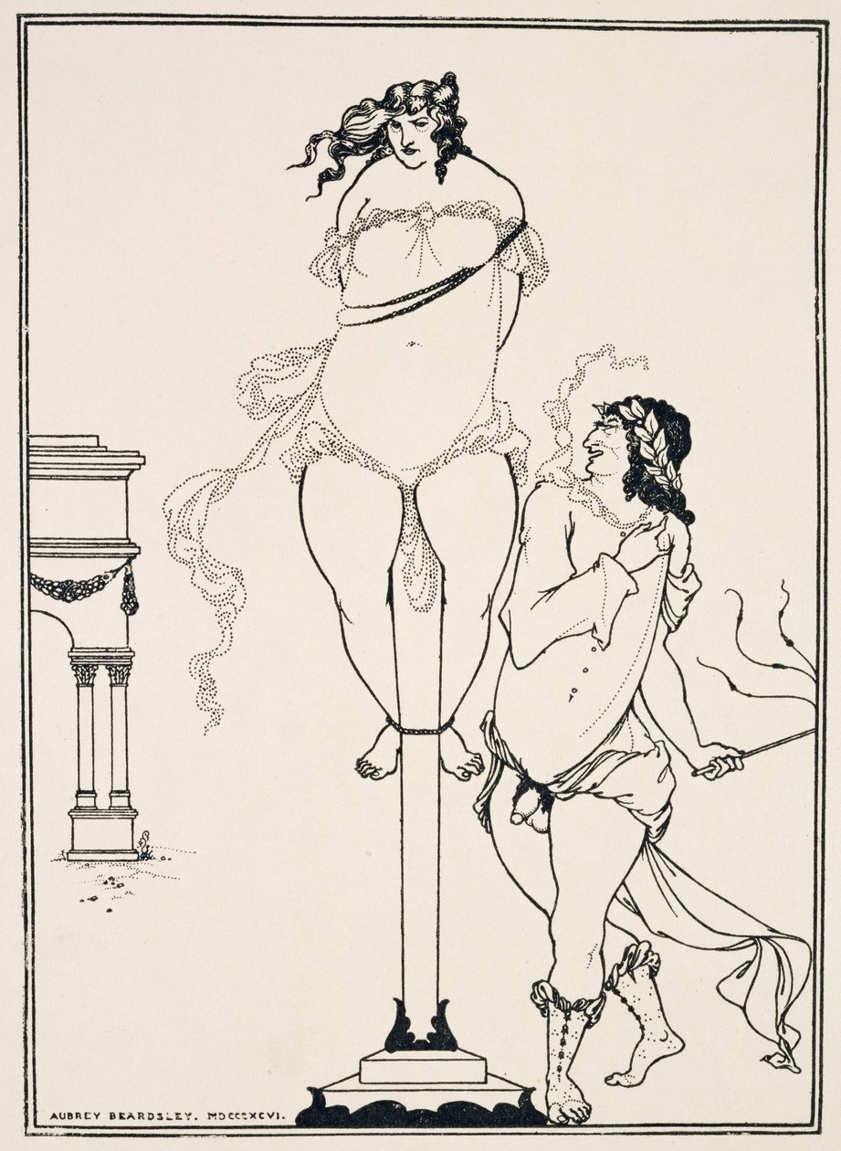 Juvenal flagellant une femme, 1896 (gravure) - Aubrey Beardsley