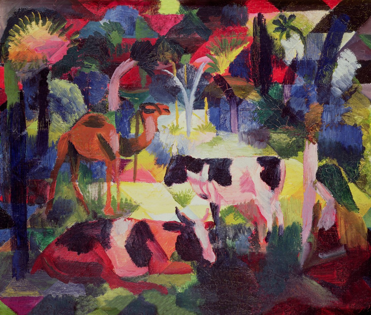Paysage avec vaches et un chameau - August Macke