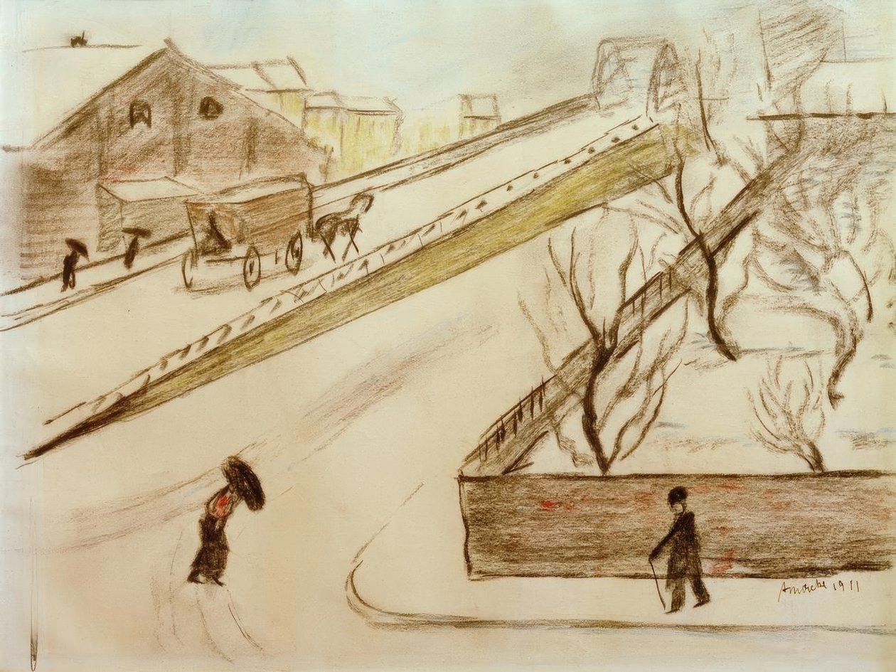 Coin de rue sous la neige - August Macke
