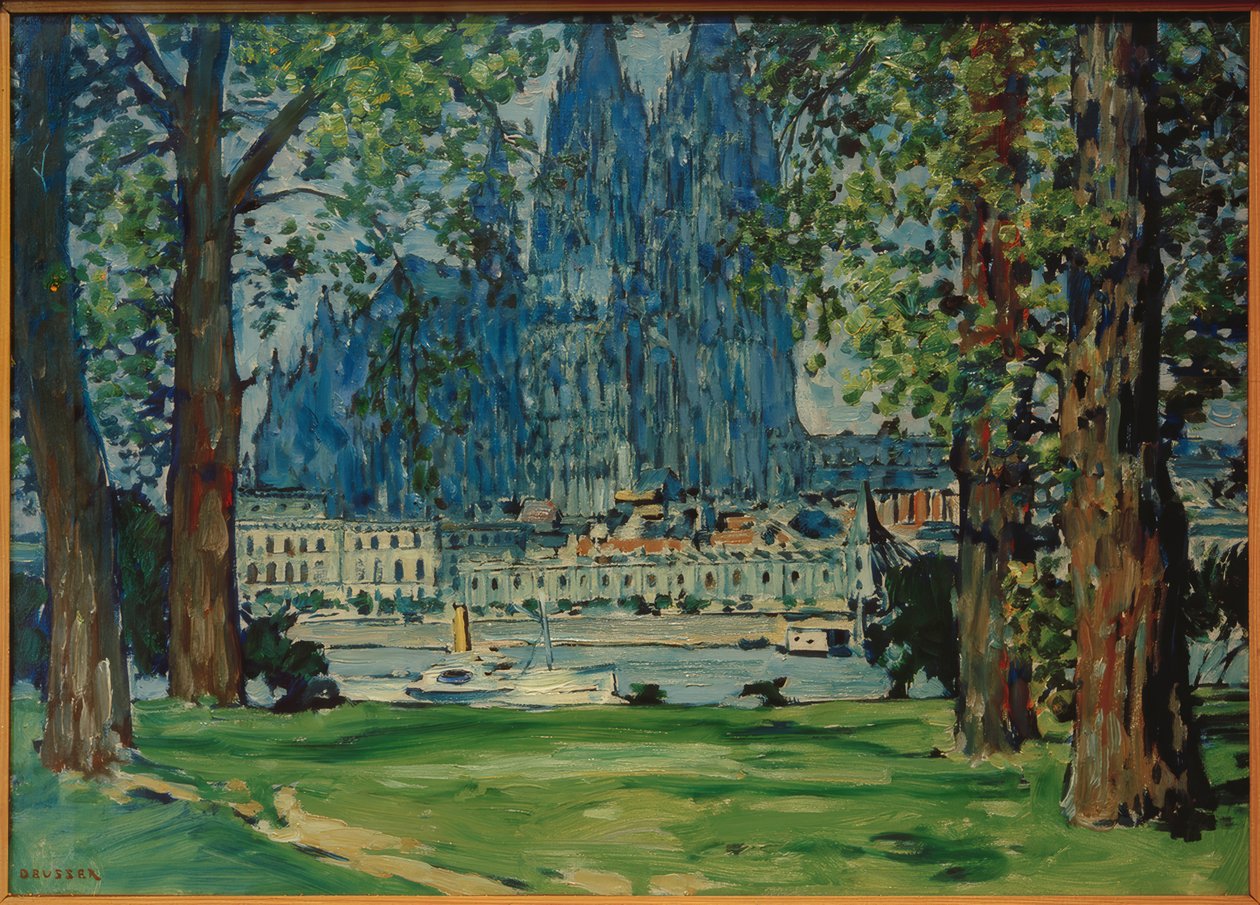 Cathédrale de Cologne avec prairie de Deutz - August Deusser