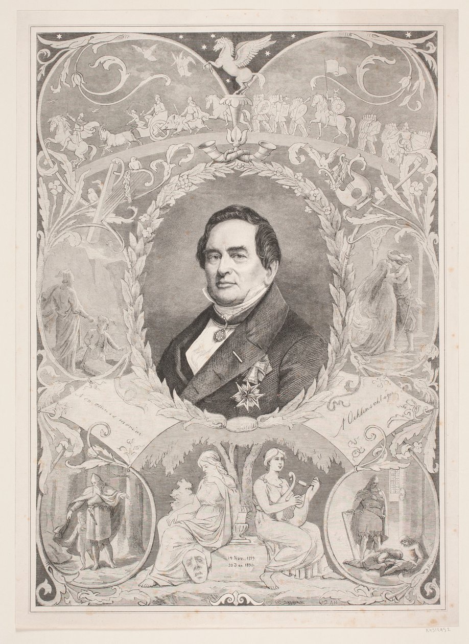 Adam Oehlenschläger. Feuille commémorative - August Edward Adolf Heimburger