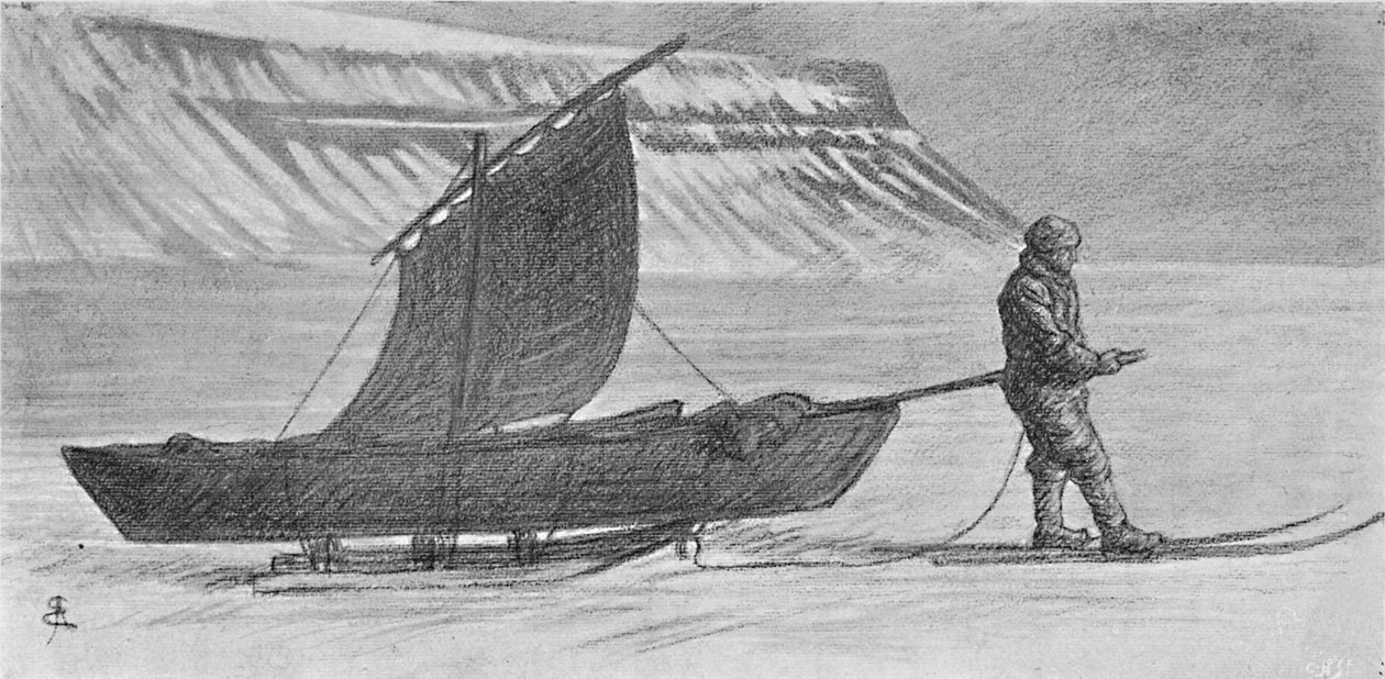 Une voile avec des traîneaux. Au sud du cap Richthofen. 6 juin, 1896, 1897 - August Eiebakke