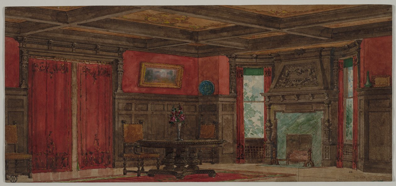 Rendu pour la conception intérieure, vers 1880-1900 - August Frederick Biehle