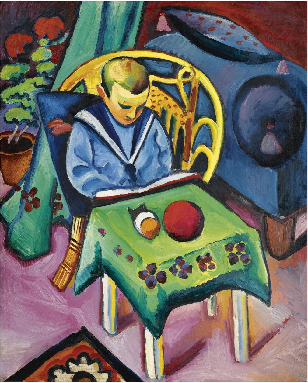 Garçon avec livre et jouets - August Macke