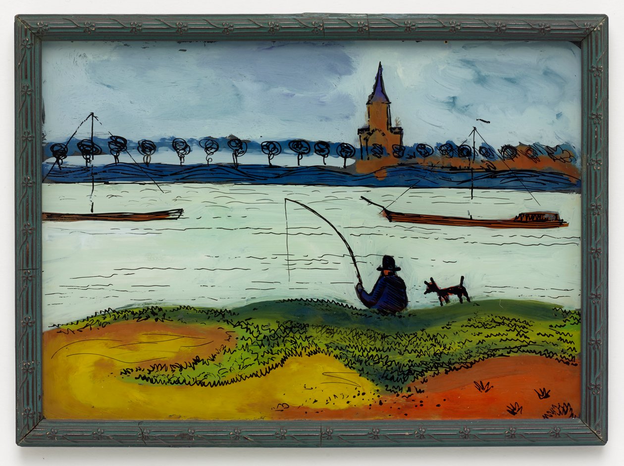 Paysage fluvial avec un pêcheur - August Macke