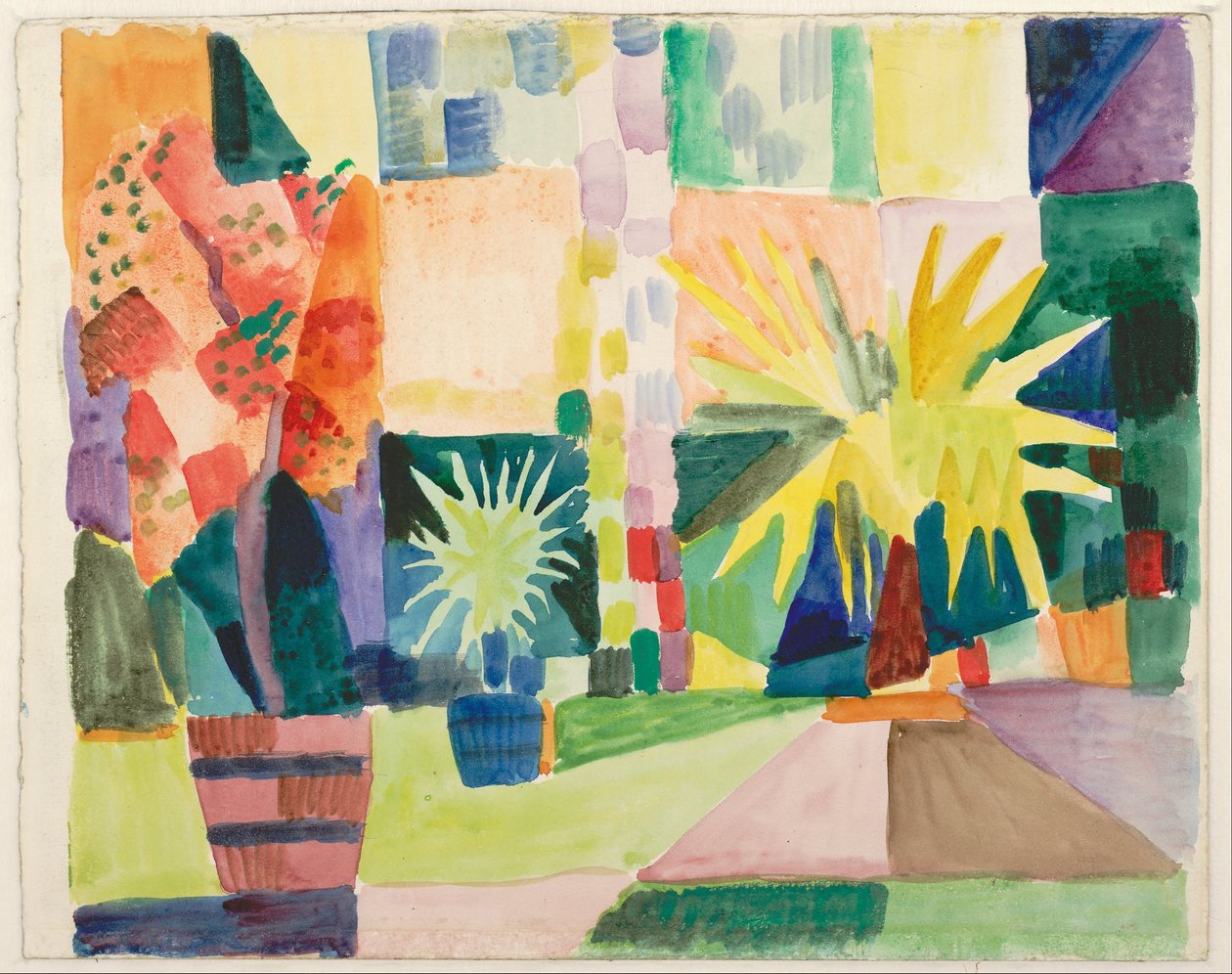 Jardin au bord du lac de Thoune (grenadier et palmier dans le jardin), 1914 - August Macke