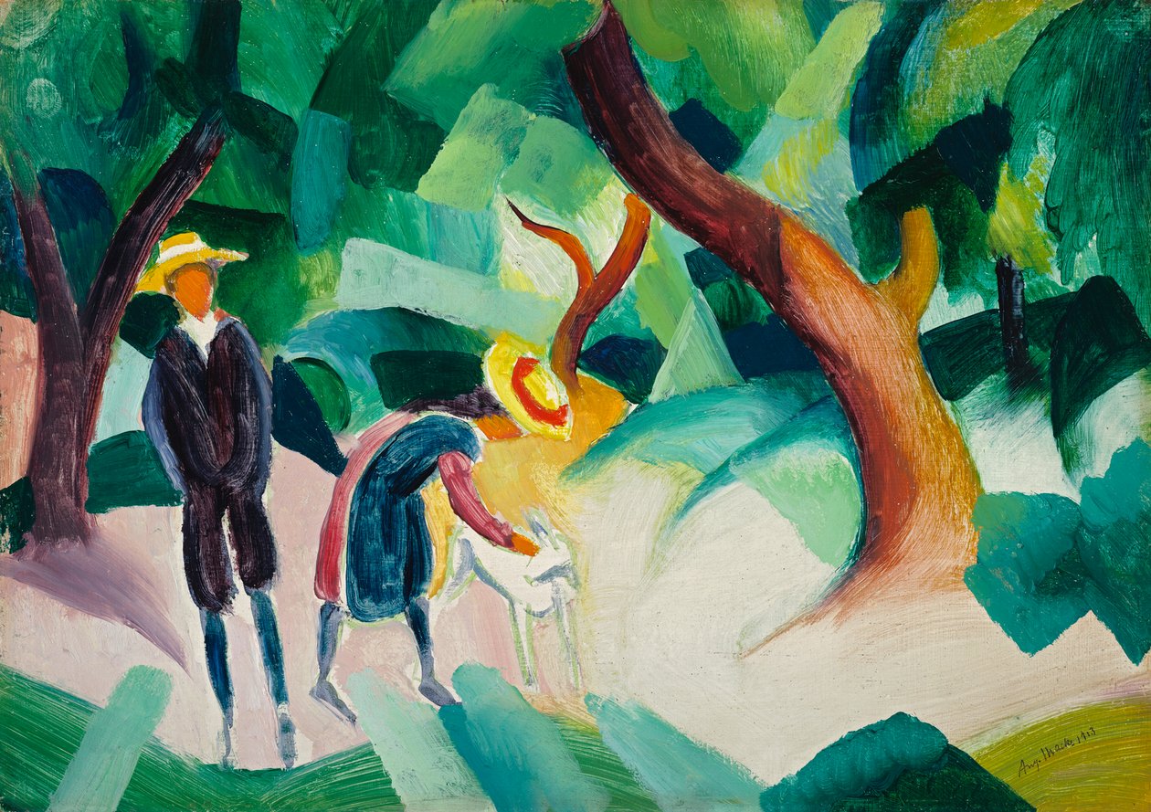 Des enfants avec une chèvre - August Macke