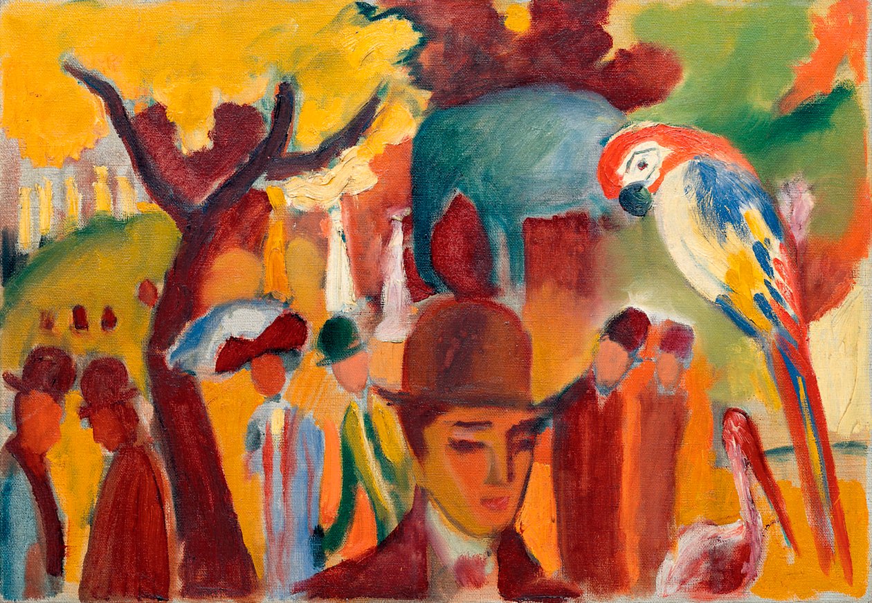 Le petit jardin zoologique en brun et jaune - August Macke