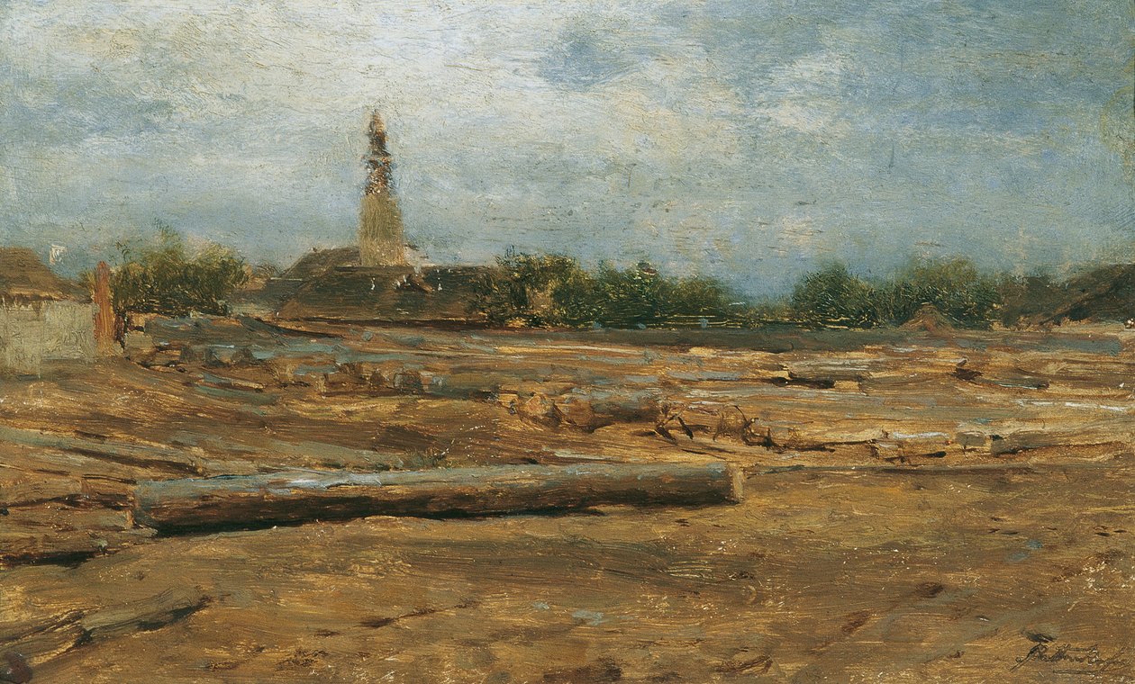 Place du bois à Szolnok - August von Pettenkofen
