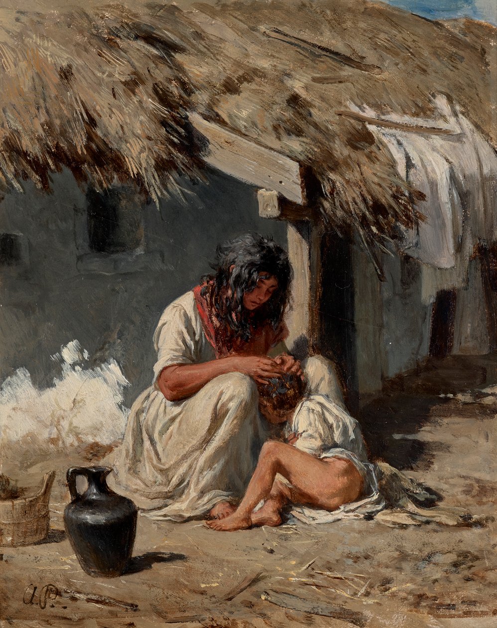 Idylle villageoise hongroise - August von Pettenkofen