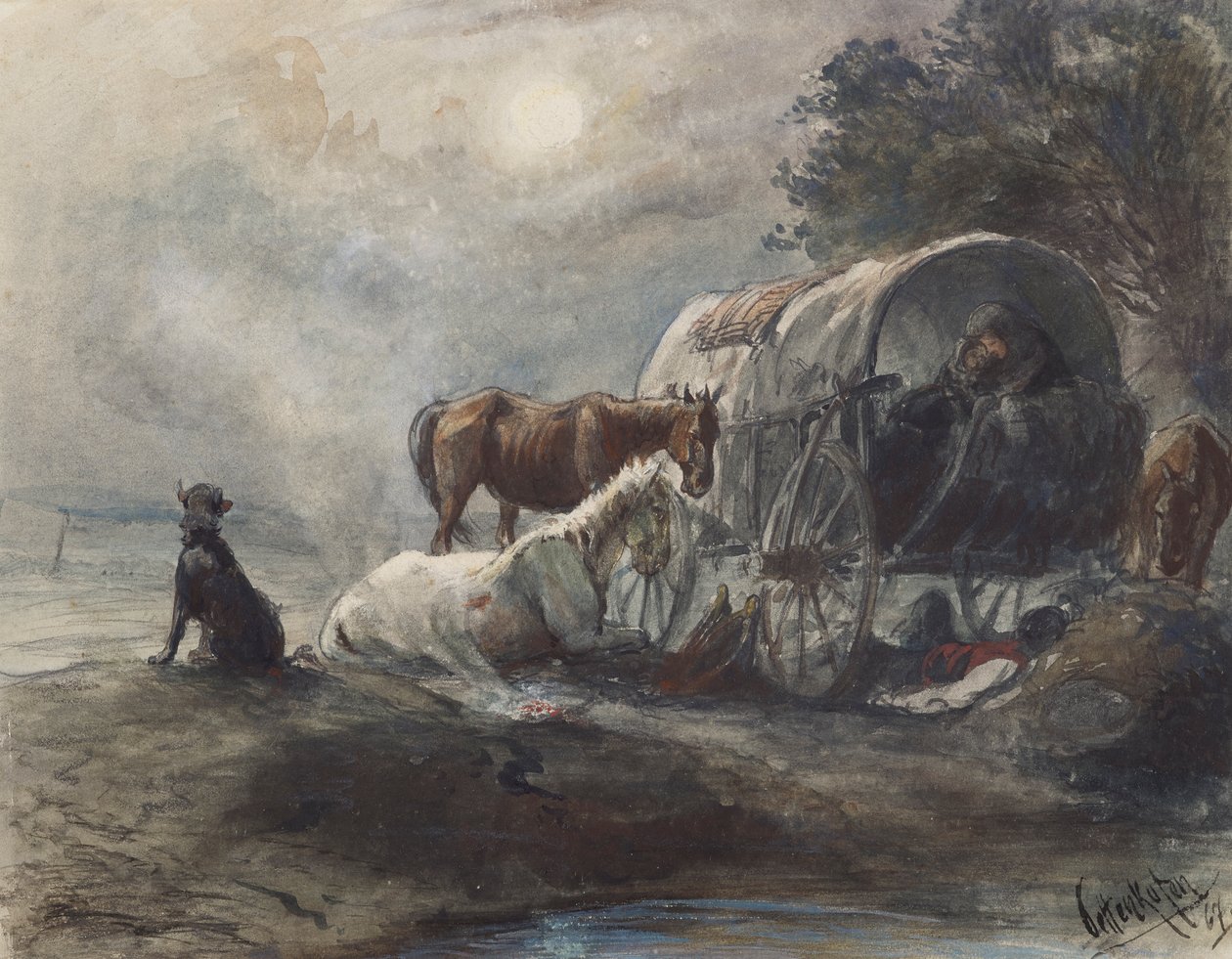 Nuitée dans la roulotte - August von Pettenkofen