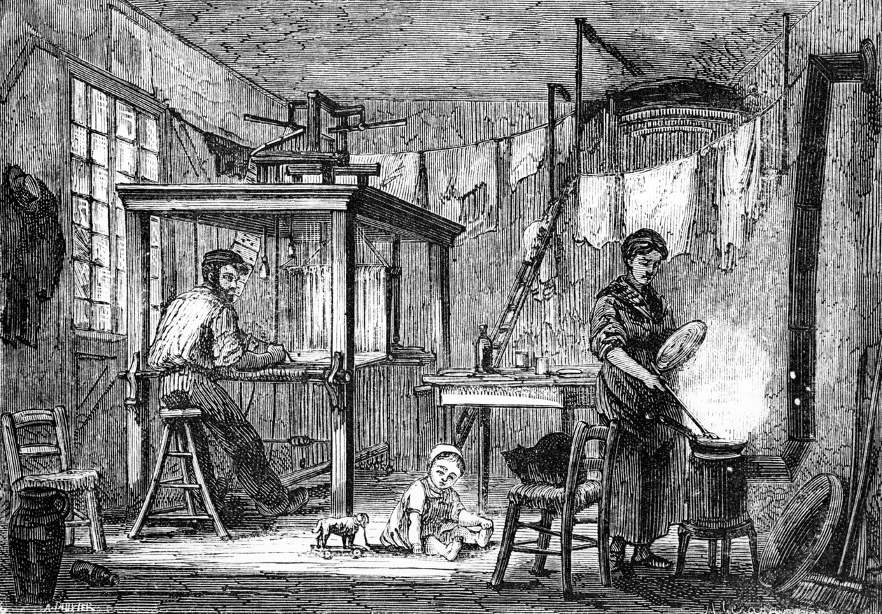 Un tisserand lyonnais et sa famille, vers 1880 - Auguste Gerardin