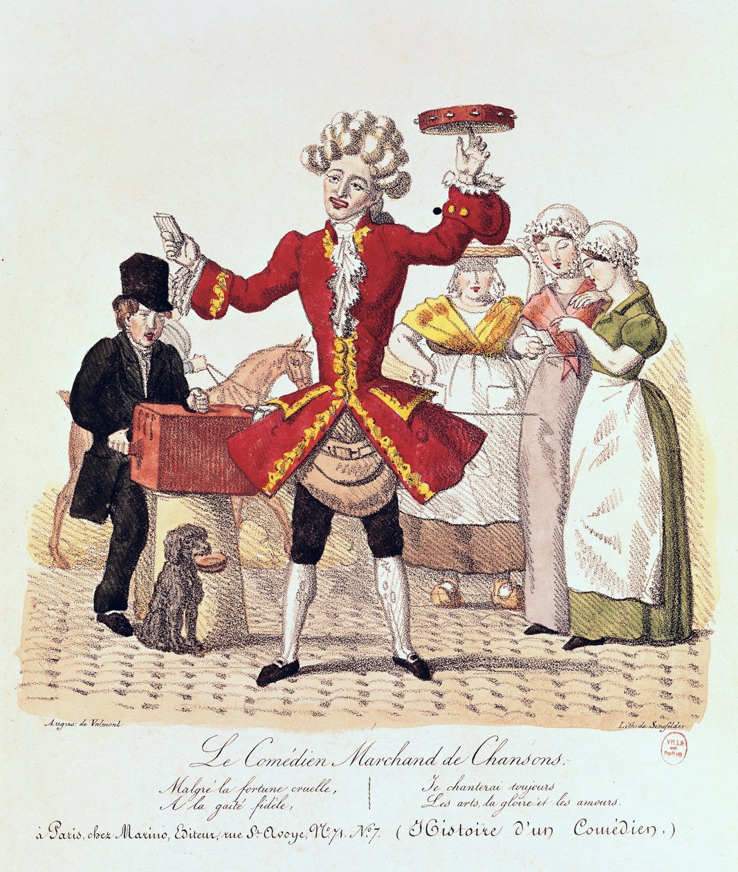 Le Chanteur de Rue, gravé par Alois Senefelder (1771-1834) - Auguste de Valmont