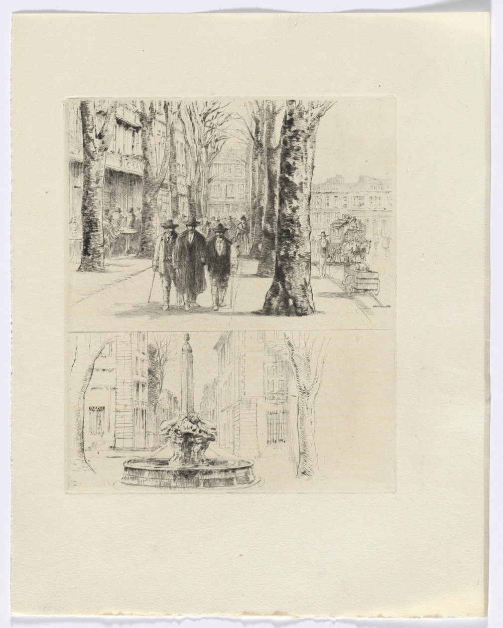 Frédéric Mistral: Mémoires et Recits by Frédéric Mistral: city street scene/ fountain (insert after p. 120) - Auguste Brouet