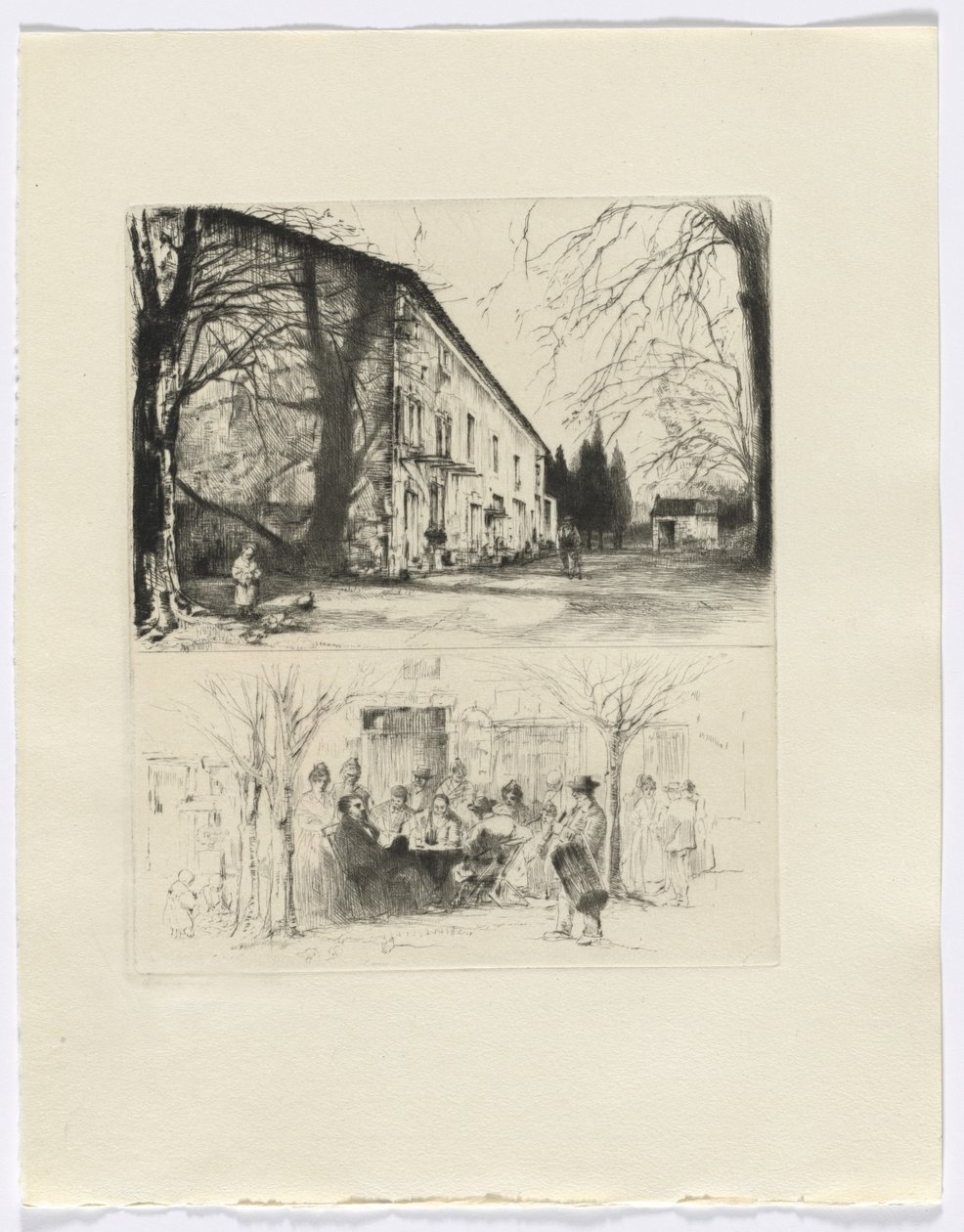 Frédéric Mistral : Mémoires et Récits de Frédéric Mistral : scène de rue/ personnes attablées en plein air (insérer après p. 24) DUPLICATE - Auguste Brouet