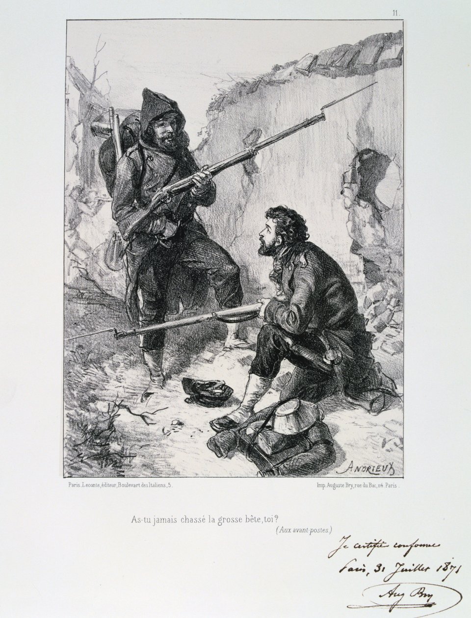 Dans les tranchées, siège de Paris, guerre franco-prussienne, 1870-1871, 1871 - Auguste Bry