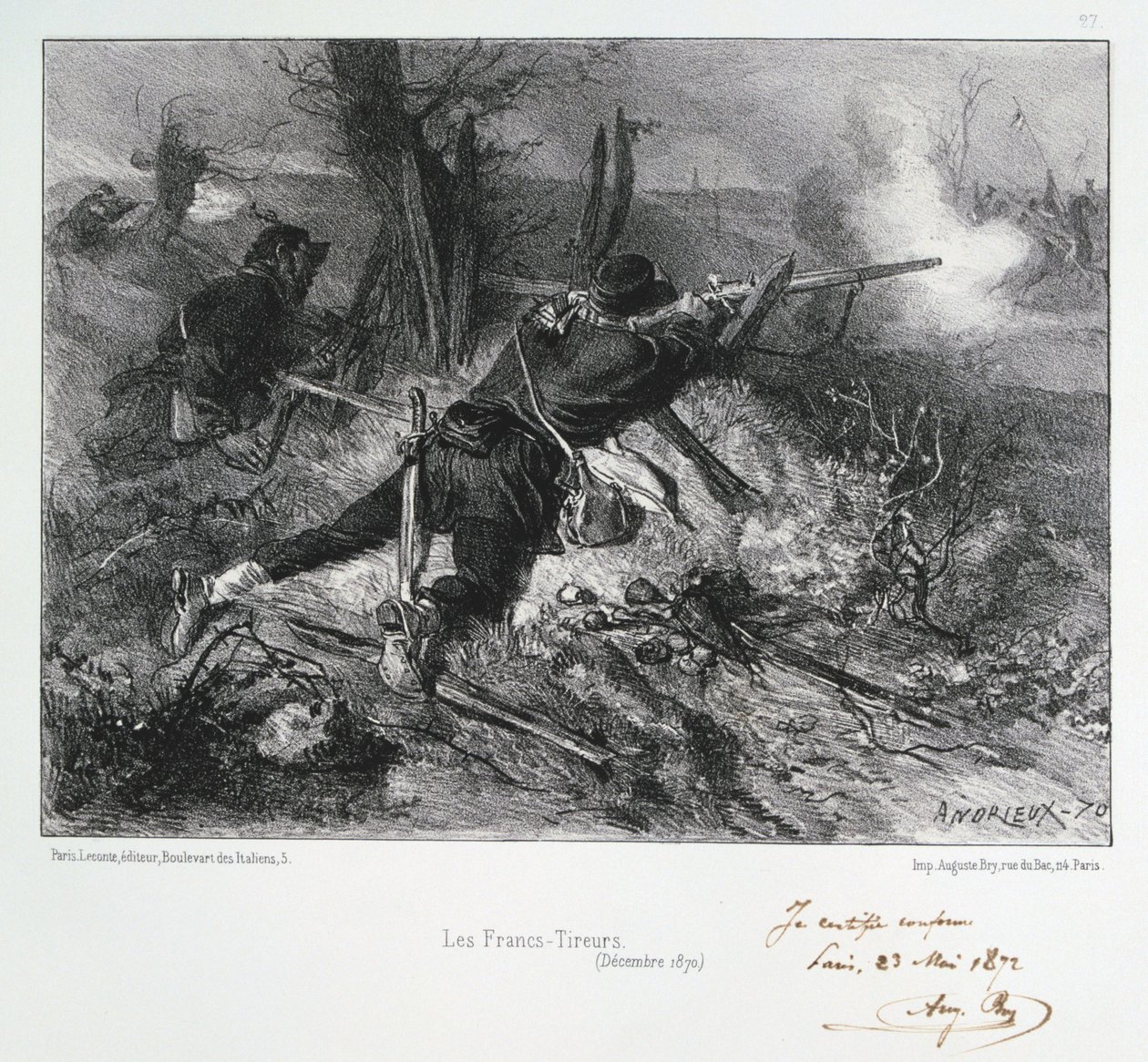 Les Francs-Tireurs, Siège de Paris, Guerre franco-prussienne, décembre 1870, 1872 - Auguste Bry