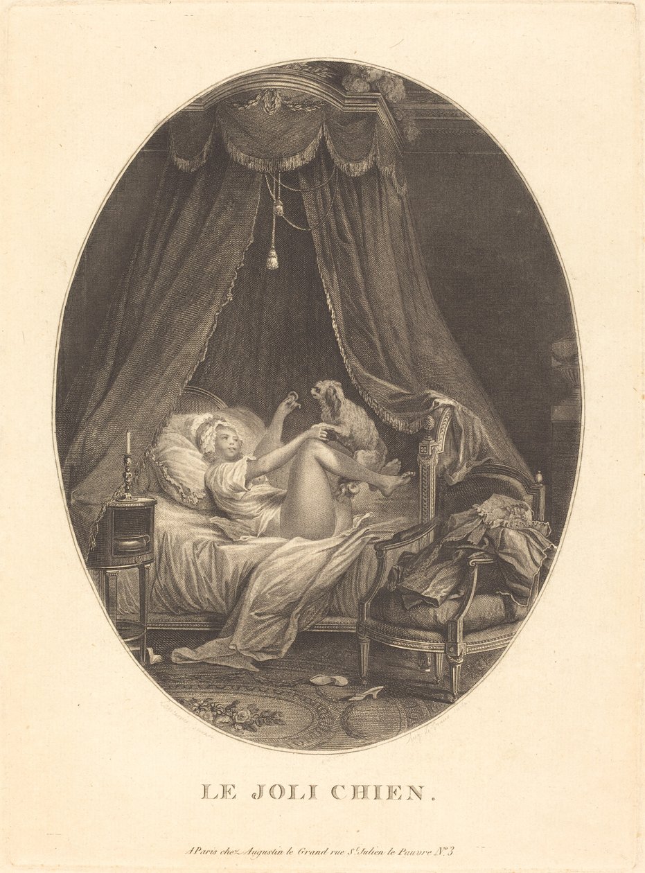 Le joli chien - Auguste Claude Simon Legrand after Nicolas Lavreince