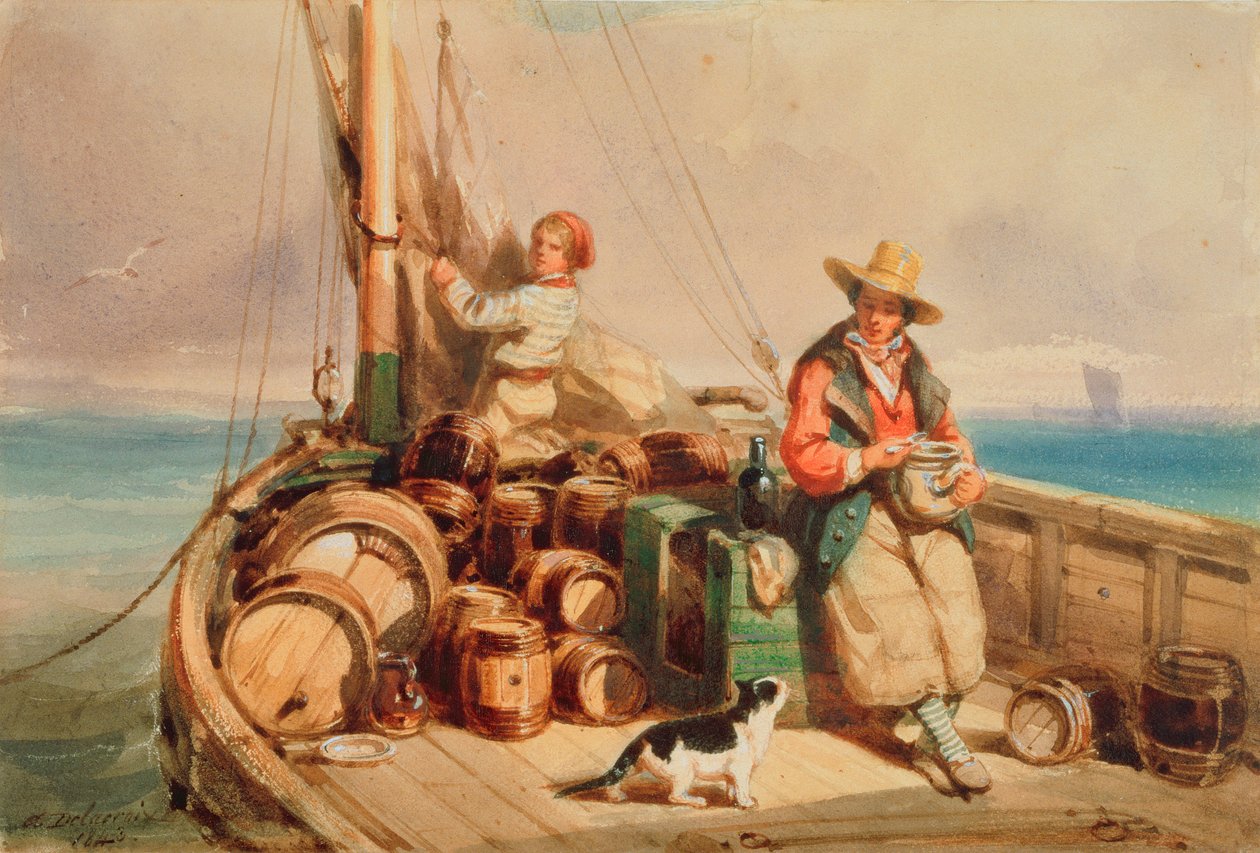 Deux figures sur un bateau, 1843 - Auguste Delacroix