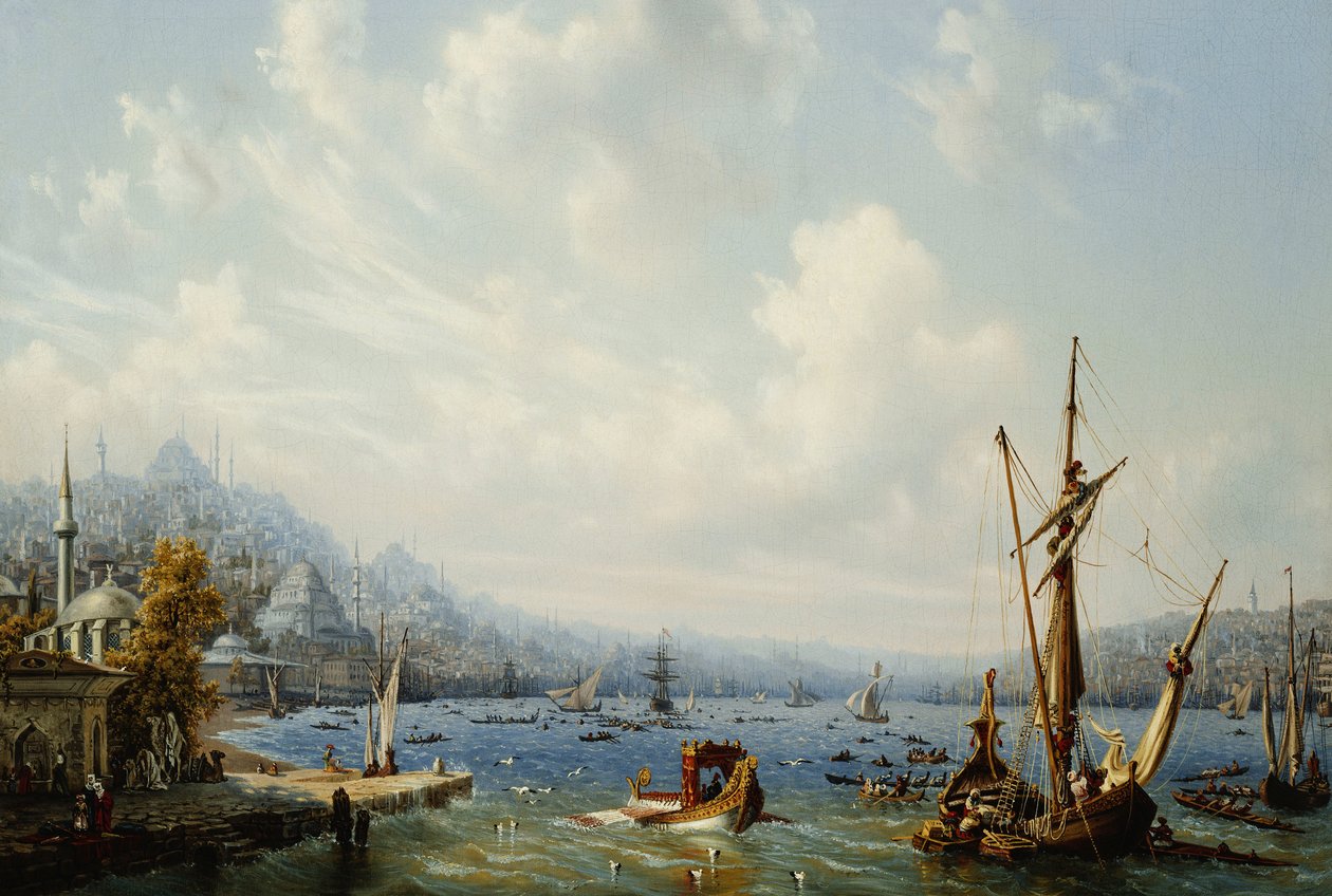 Bateaux sur le Bosphore, au large de Constantinople, 1846 - Auguste Etienne Francois Mayer