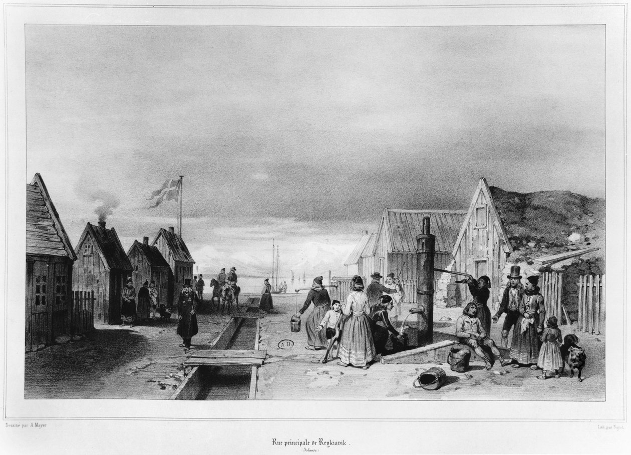 La rue principale, Reykjavik - Auguste Etienne Francois Mayer
